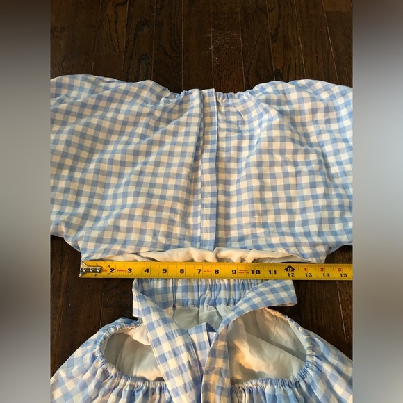Mable Women’s M Blue/White Gingham Lolita Puffed Sleeve Cut-Out A-Line Dress EUC - Picture 12 of 15